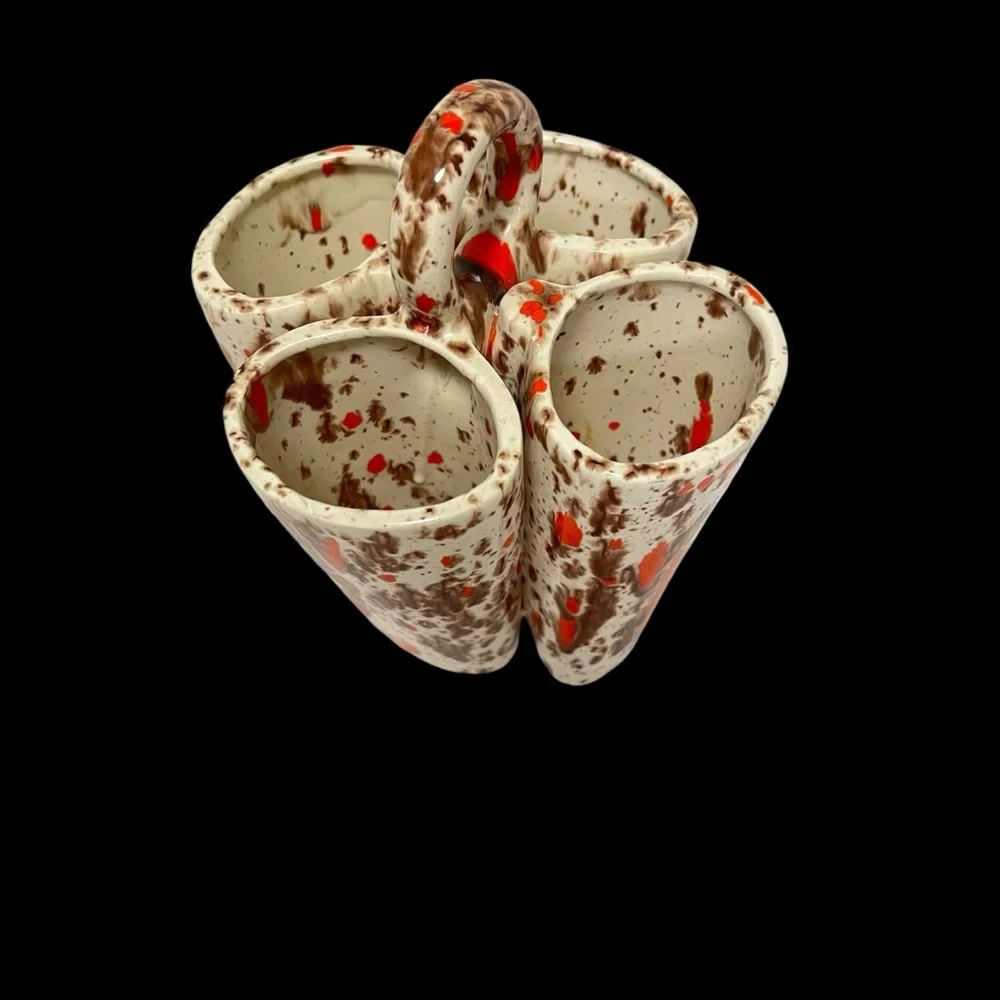 Vintage Ceramic Splatter Glaze Vase or Trinket Holder 1970’s 8” Tall